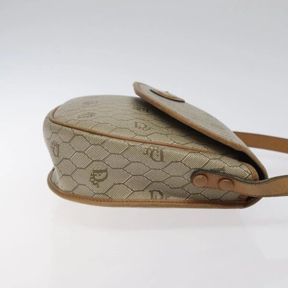 Christian Dior Honeycomb Canvas Shoulder Bag PVC Beige Gold Auth BA1892 - Picture 6 of 16